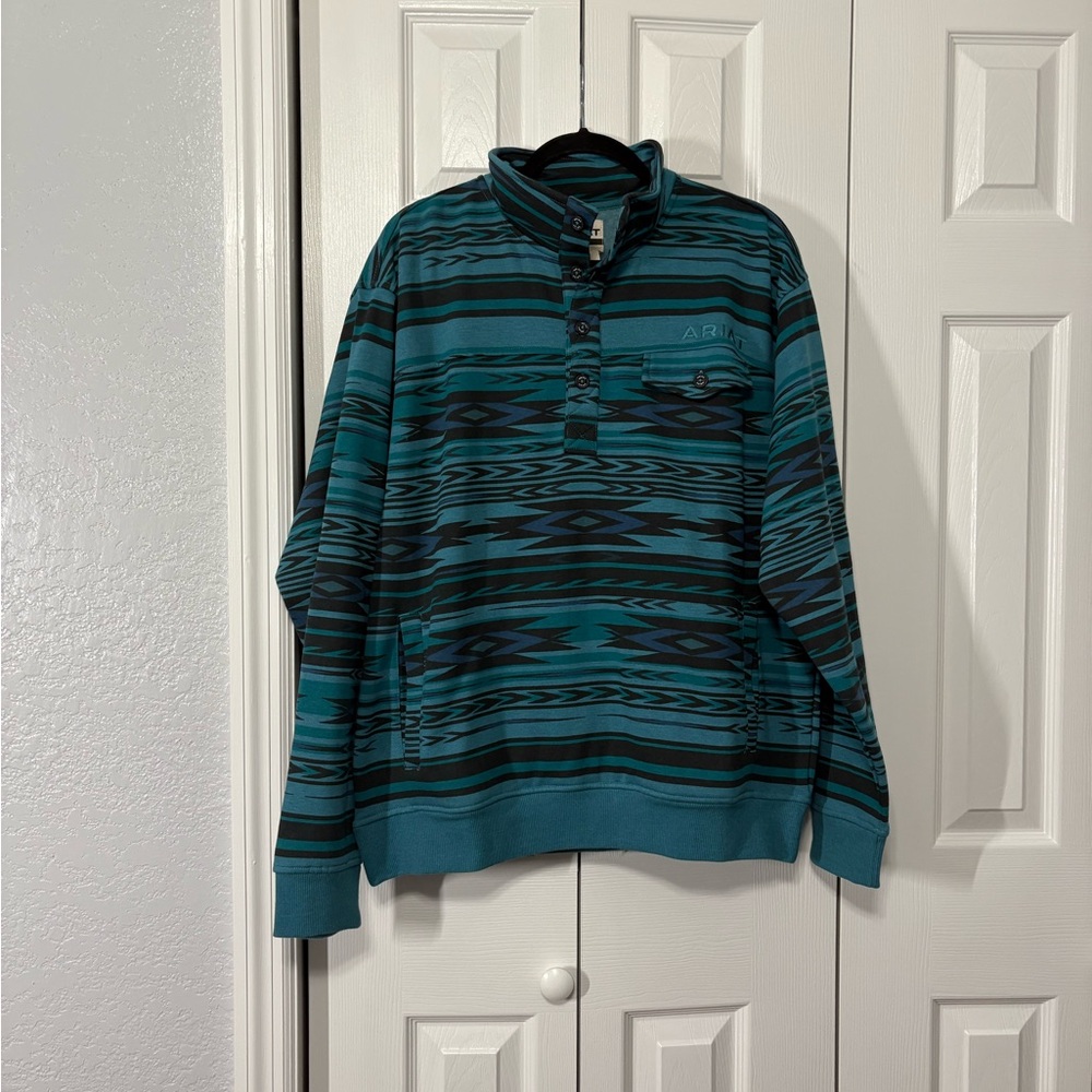 NWT Men’s Ariat 1/4 Button Western Sweatshirt Size L